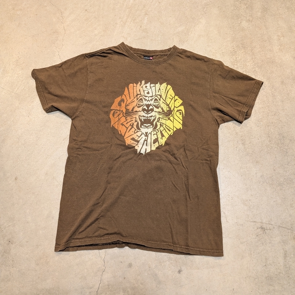 Y2K Quiksilver Love The Lion Brown Graphic Shirt Mens M